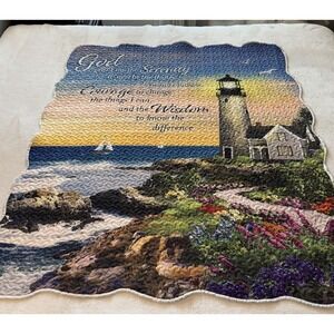 Serenity Prayer Seaside Lighthouse Throw Blanket by Collections‎ Etc 60 X 50